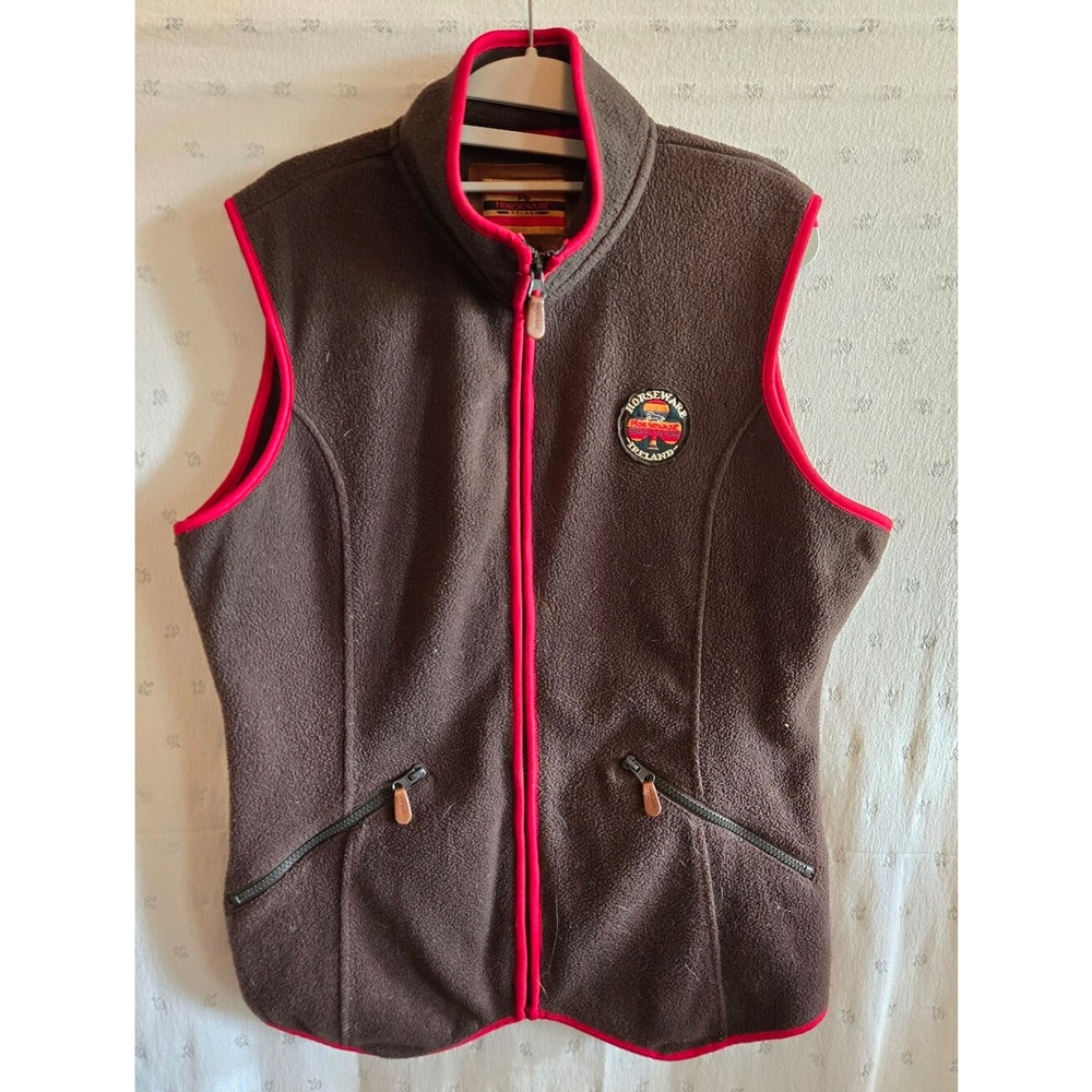 Horseware Ireland Women's Brown Fleece Vest with Red Trim Size XL